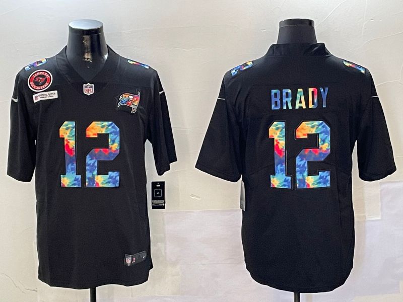 Men Tampa Bay Buccaneers #12 Brady Black Rainbow 2024 Nike Limited NFL Jersey style 2